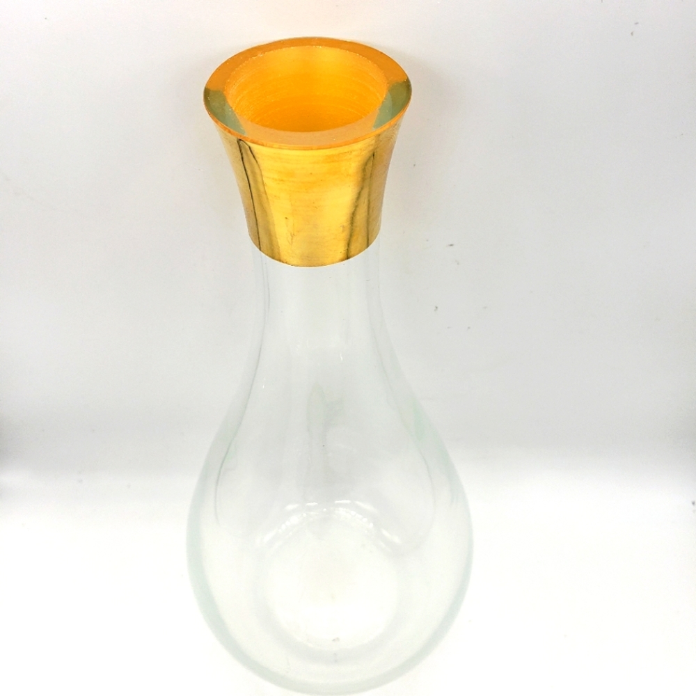 Vintage Gold Rimmed Clear Glass Decanter
